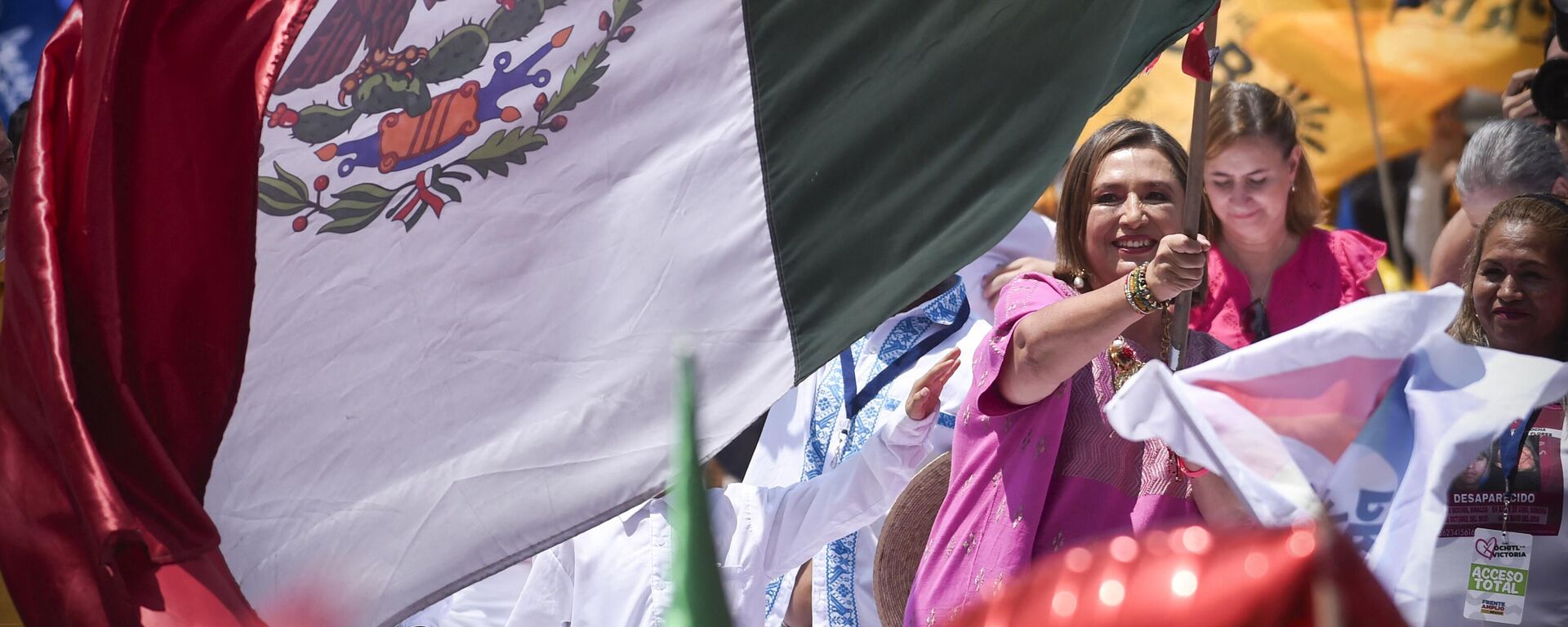 Xóchitl Gálvez durante un evento en la Ciudad de México por la designación de su candidatura presidencial por el Frente Amplio por México - Sputnik Mundo, 1920, 04.09.2023