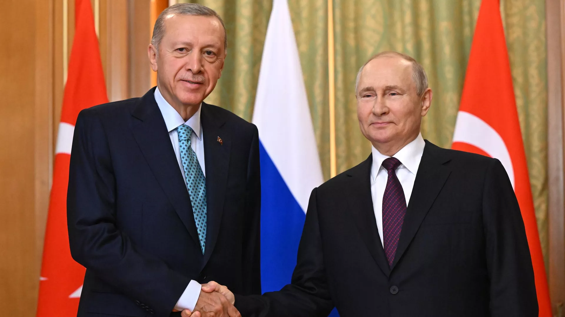 El presidente de Turquía, Recep Tayyip Erdogan, en una reunión con su par ruso, Vladímir Putin