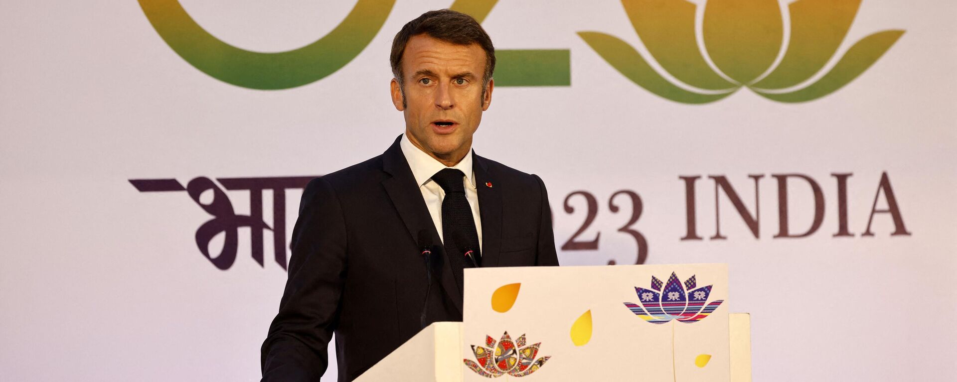 El presidente francés, Emmanuel Macron, en la cumbre del G20 en Nueva Delhi - Sputnik Mundo, 1920, 27.09.2023