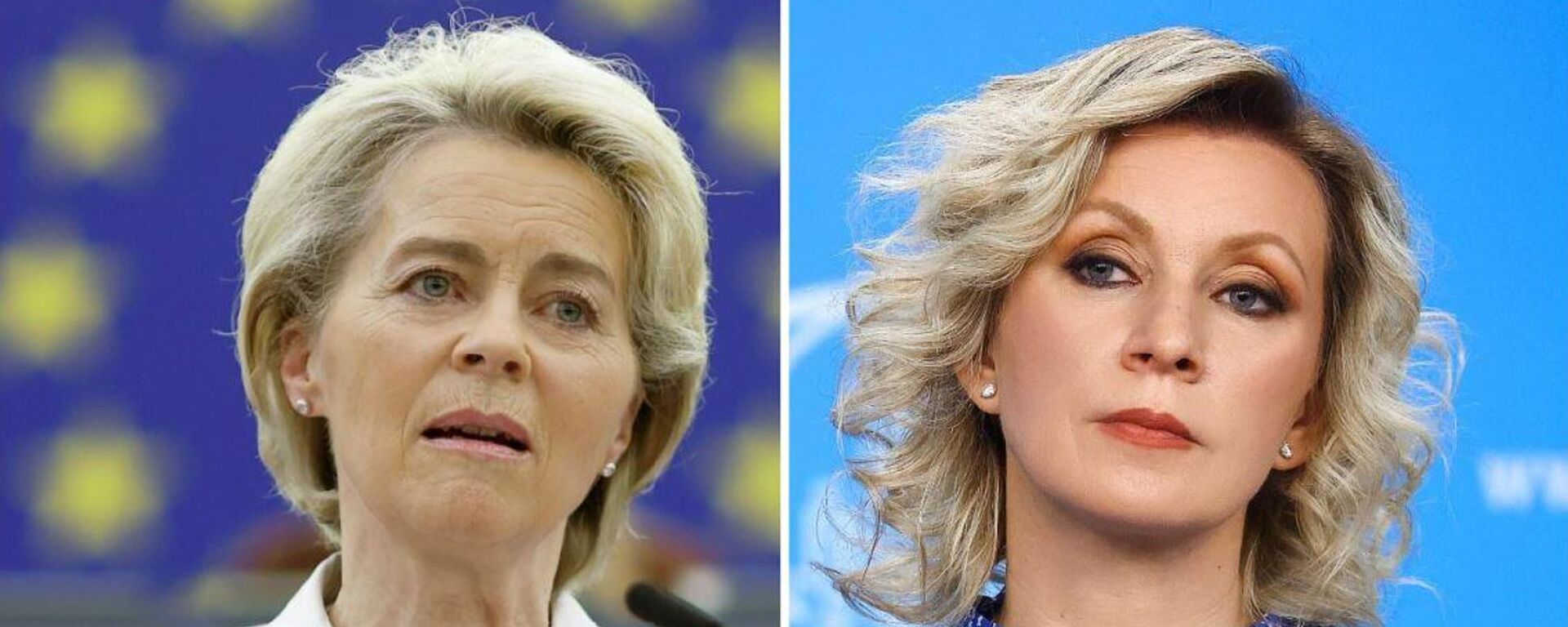 Ursula von der Leyen, la presidenta de la Comisión Europea (izda.), y María Zajárova, portavoz de la Cancillería rusa (dcha.) - Sputnik Mundo, 1920, 22.09.2023