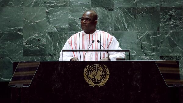 Bassolma Bazie, ministro de Estado de Burkina Faso, durante el debate general del 78° período de sesiones de la Asamblea General de las Naciones Unidas - Sputnik Mundo