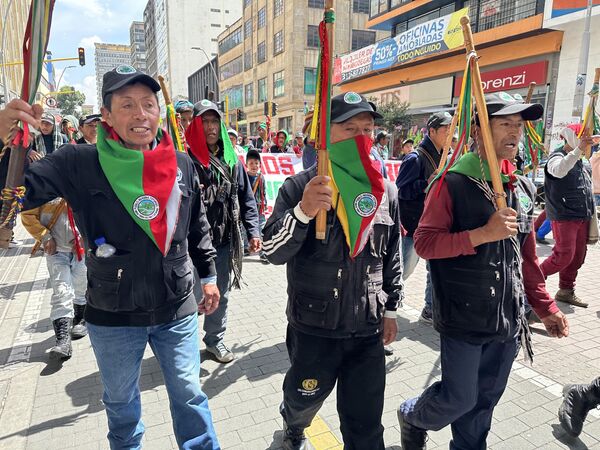 Según el Consejo Regional Indígena del Cauca, en la actualidad hay 190.000 personas pertenecientes a ocho grupos étnicos solo en esa región del país.   En la foto: los integrantes de la Guardia Indígena muestran sus bastones de mando típicos, también conocidos como chontas. - Sputnik Mundo