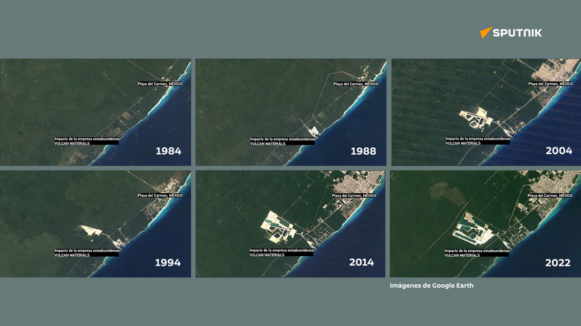 Evolución en el tiempo de la mina de Calica en el norte de la Riviera Maya.   - Sputnik Mundo