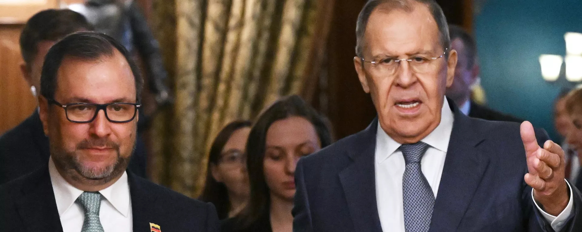 El ministro de Asuntos Exteriores venezolano, Yván Gil Pinto, y el canciller ruso, Serguéi Lavrov El ministro de Asuntos Exteriores venezolano, Yván Gil Pinto, y el canciller ruso, Serguéi Lavrov - Sputnik Mundo, 1920, 16.11.2023