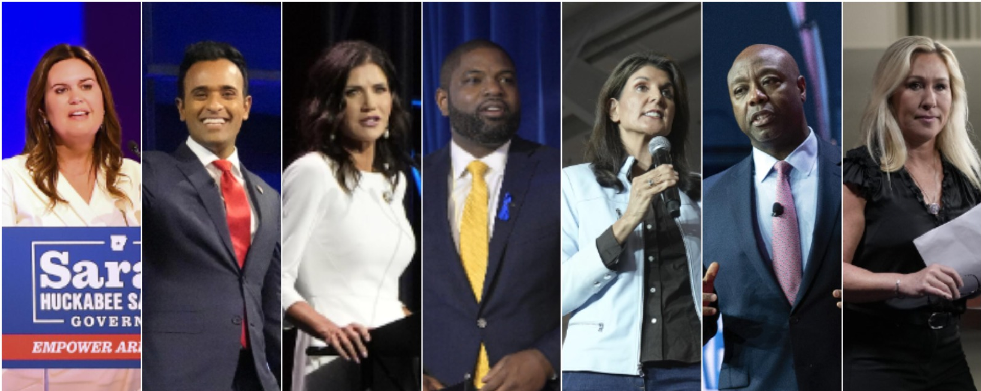 Los republicanos: Sarah Huckabee Sanders, Vivek Ramaswamy, Kristi Noem, Byron Donalds, Nikki Haley, Tim Scott, Marjorie Taylor Greene - Sputnik Mundo, 1920, 03.12.2023