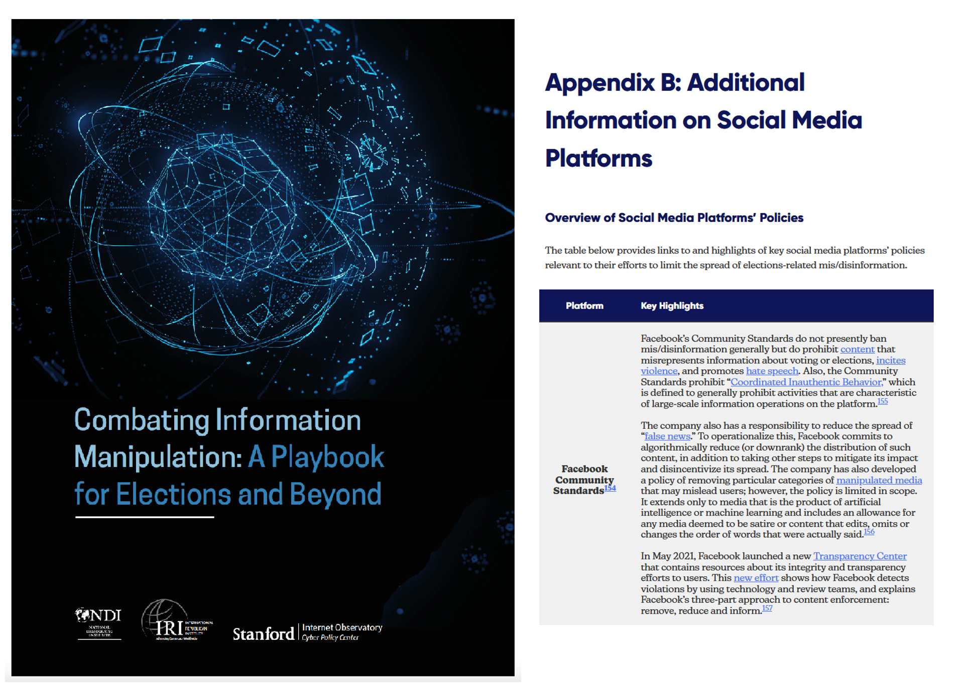 Extracto del Centro de Ciberpolítica del Observatorio de Internet de Stanford sobre las herramientas de que dispone Facebook para censurar contenidos. - Sputnik Mundo, 1920, 04.02.2024