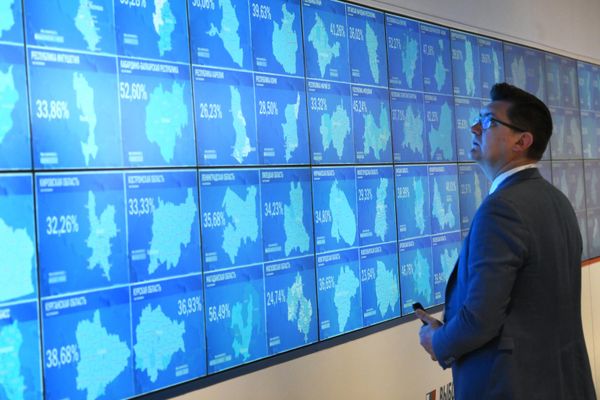 Panel con las estadísticas en vivo de las elecciones presidenciales en Rusia, que se celebran del 15 al 17 de marzo de 2024. - Sputnik Mundo