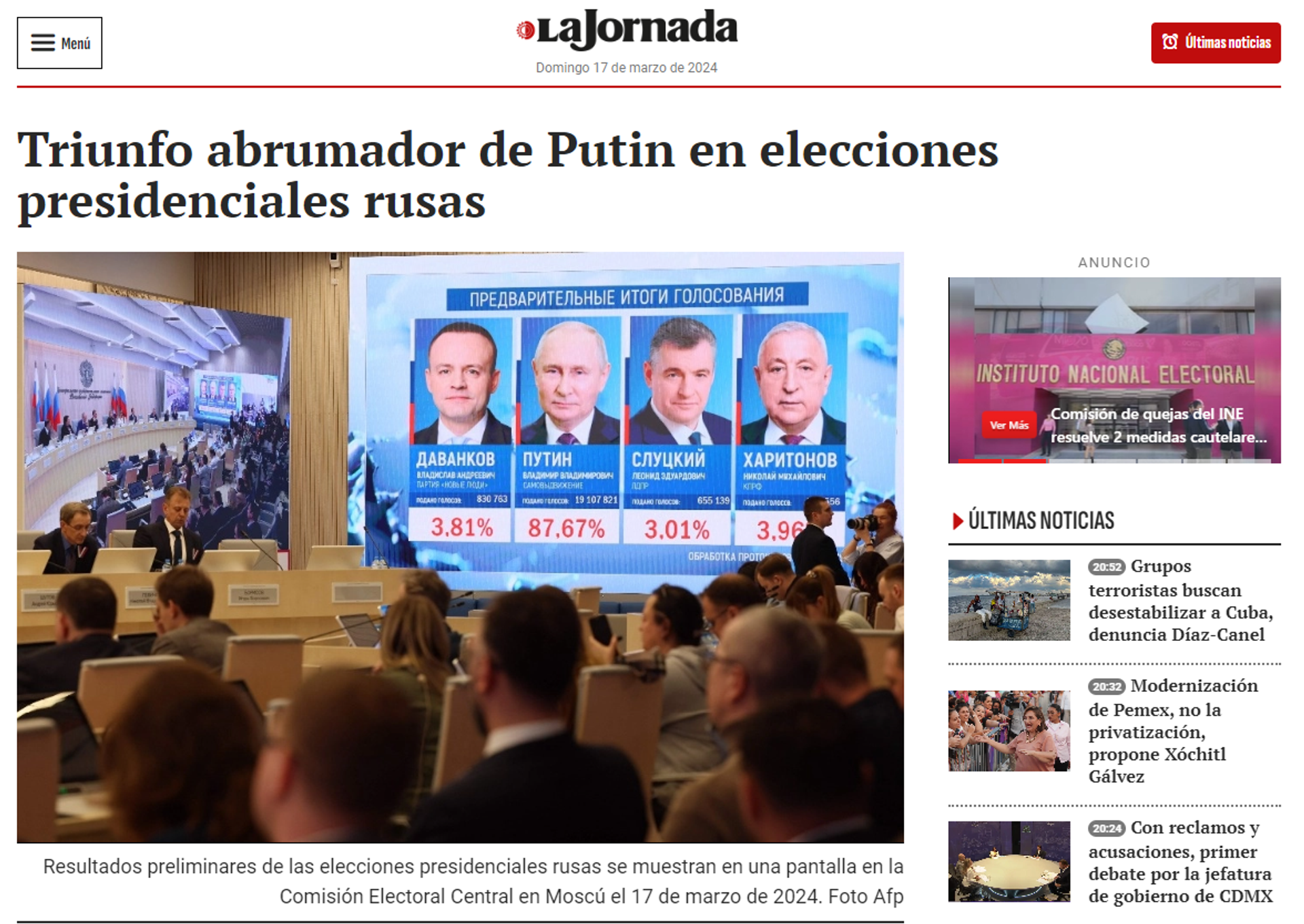 La Jornada - Sputnik Mundo, 1920, 18.03.2024