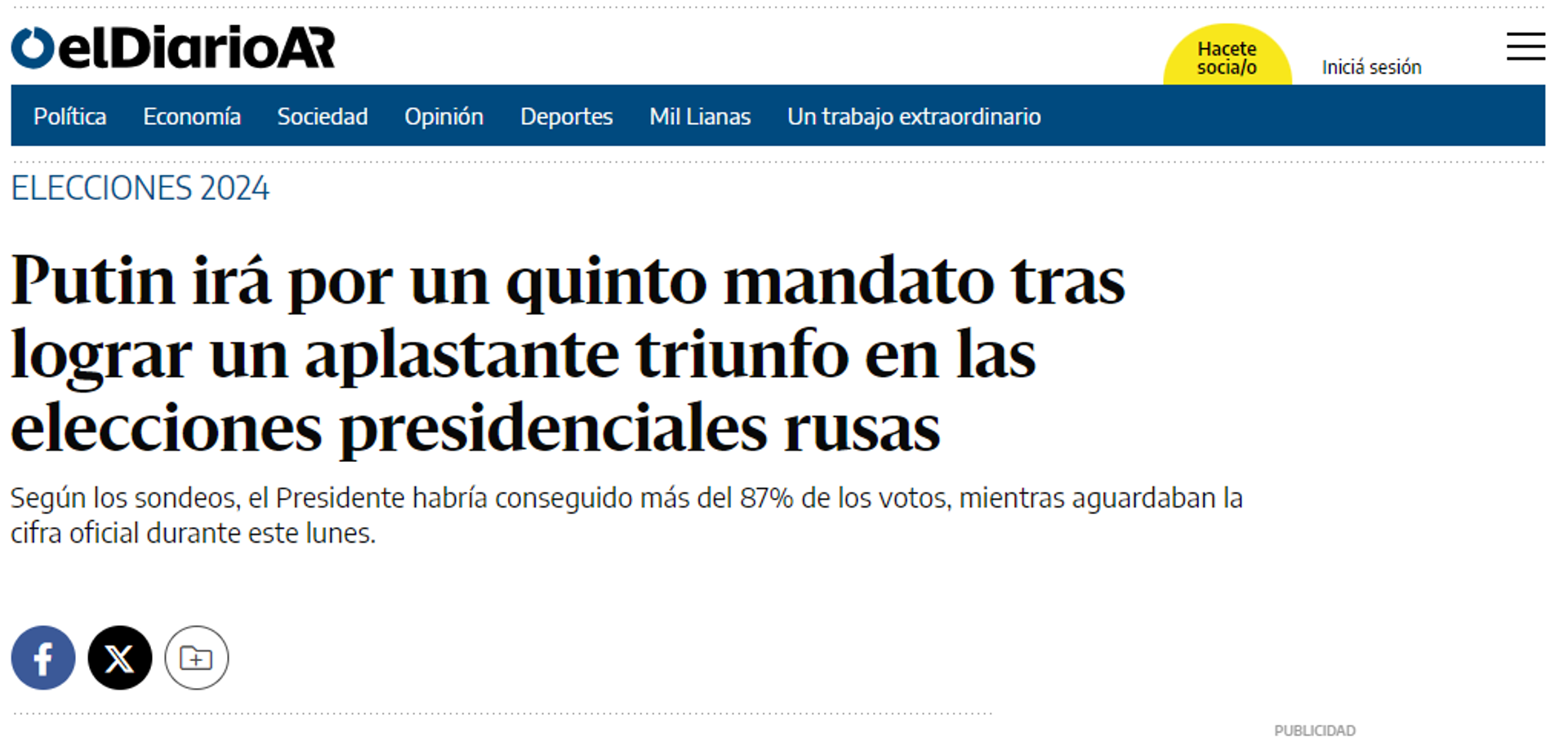 elDiario.ar - Sputnik Mundo, 1920, 18.03.2024