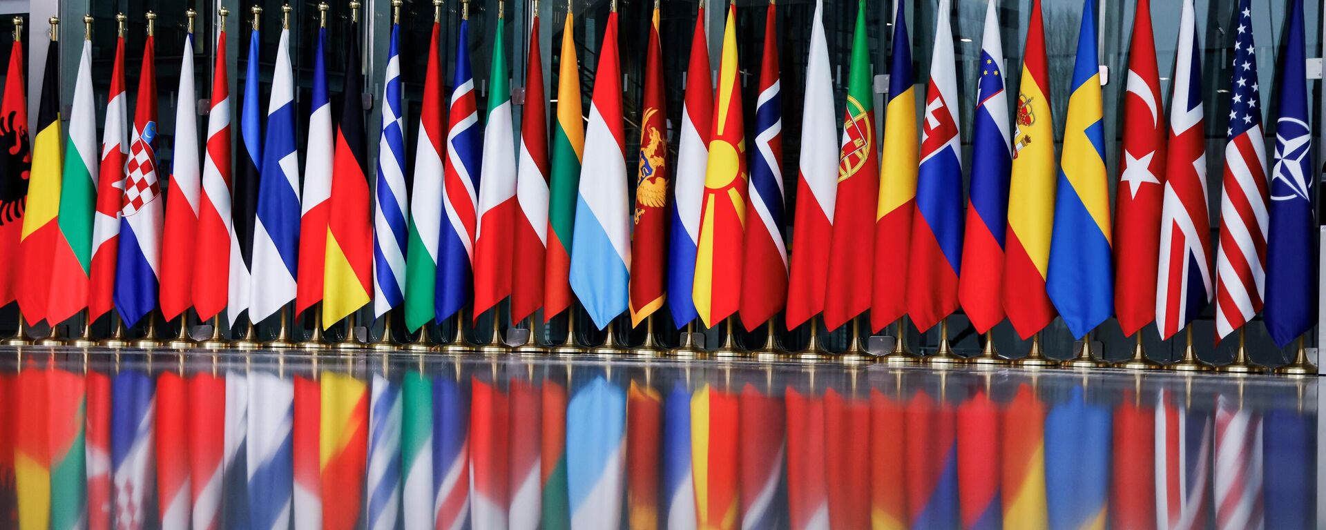 Las banderas de los países miembros de la OTAN en Bruselas Las banderas de los países miembros de la OTAN en Bruselas - Sputnik Mundo, 1920, 04.04.2024