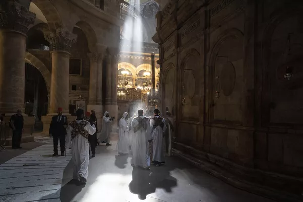 El servicio religioso del Domingo de Ramos en la iglesia del Santo Sepulcro, Jerusalén. El servicio religioso del Domingo de Ramos en la iglesia del Santo Sepulcro, Jerusalén. - Sputnik Mundo
