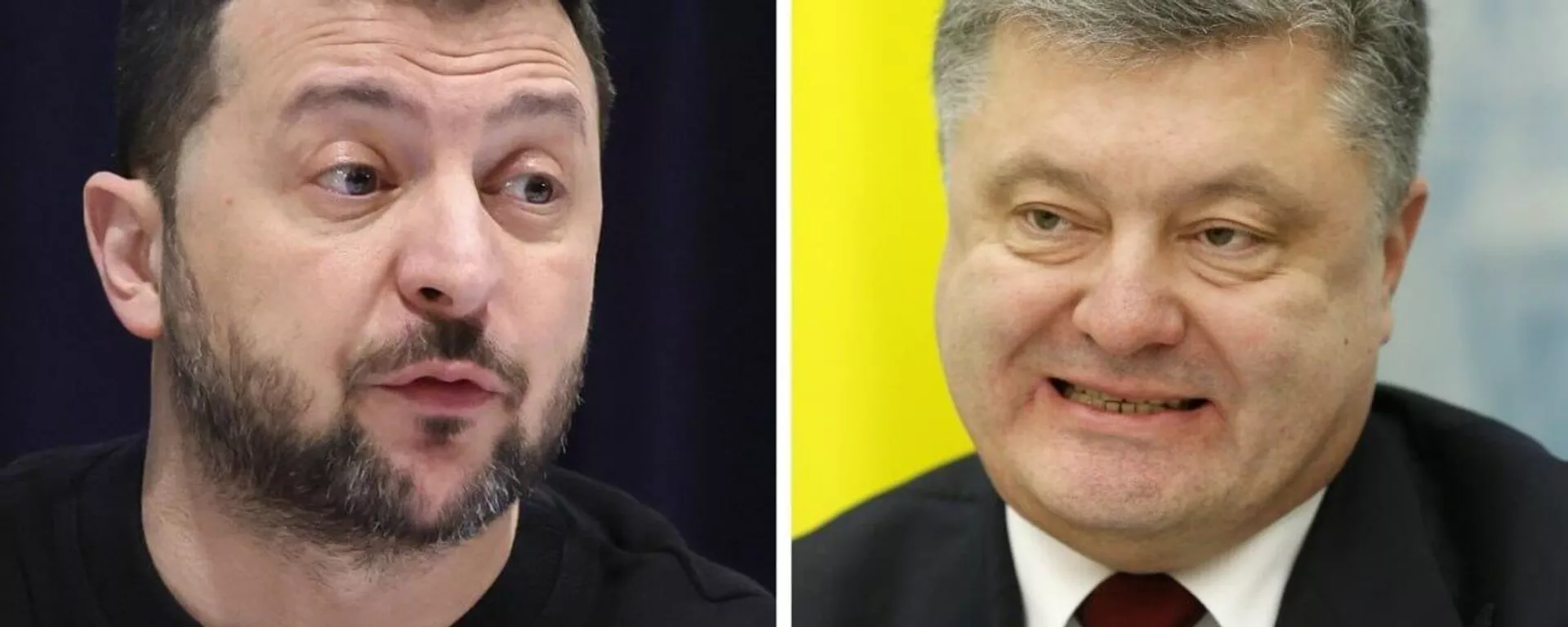 Volodímir Zelenski (izda.) y Petró Poroshenko (dcha.), presidente y expresidente de Ucrania Volodímir Zelenski (izda.) y Petró Poroshenko (dcha.), presidente y expresidente de Ucrania - Sputnik Mundo, 1920, 04.05.2024