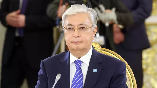 Kasim-Yomart Tokáyev, presidente de la República de Kazajistán, en la reunión de aniversario del Consejo Económico Supremo Euroasiático en la cumbre de los Estados miembros de la Unión Económica Euroasiática (UEE) en Moscú, el 8 de mayo 2024 - Sputnik Mundo