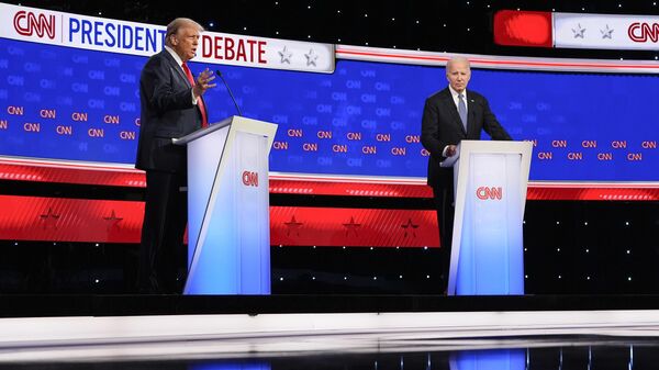 El debate entre el candidato presidencial republicano, Donald Trump, y el actual mandatario de EEUU, Joe Biden, el 27 de junio, 2024 - Sputnik Mundo