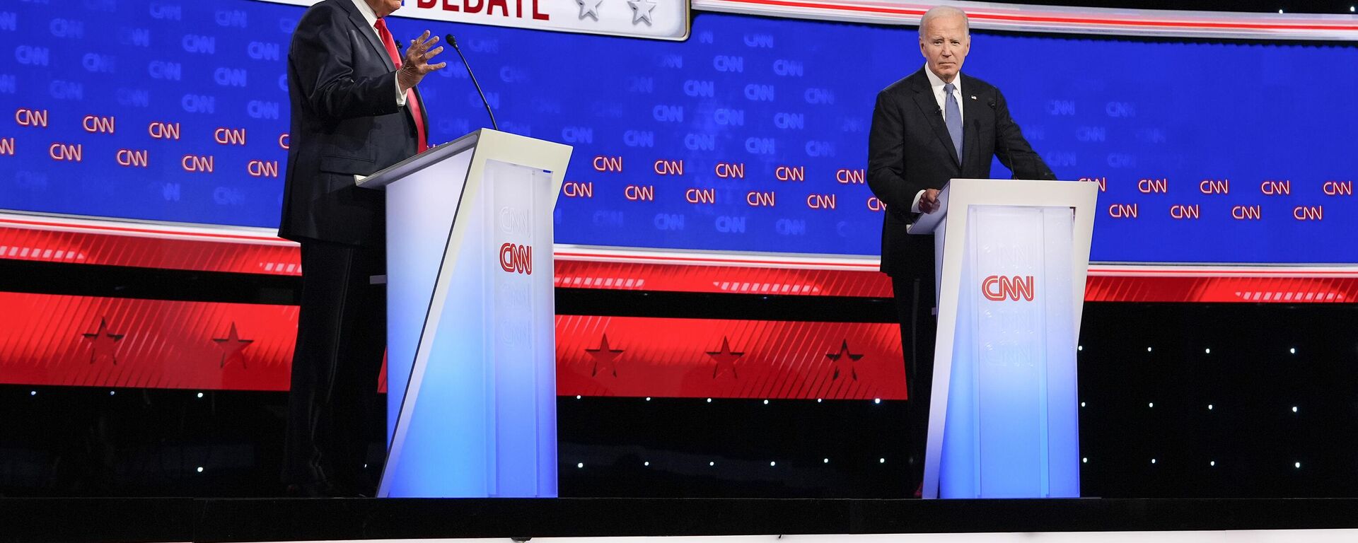 El debate entre el candidato presidencial republicano, Donald Trump, y el actual mandatario de EEUU, Joe Biden, el 27 de junio, 2024 - Sputnik Mundo, 1920, 10.09.2024