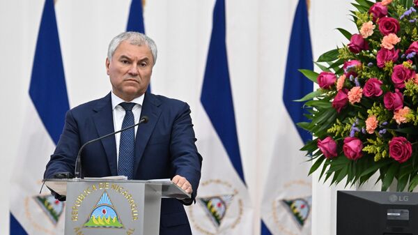 El presidente de la Duma de Estado rusa, Viacheslav Volodin, durante su visita a Nicaragua - Sputnik Mundo