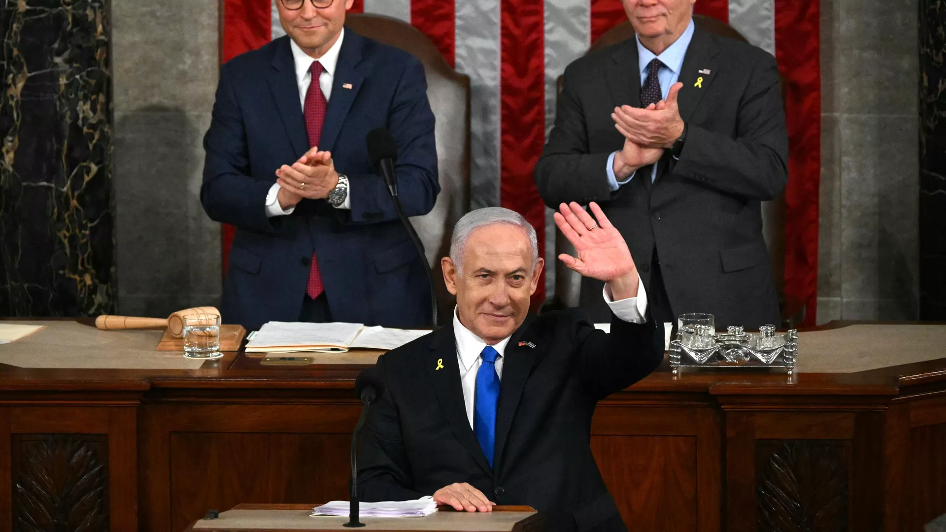 El primer ministro israelí Benjamin Netanyahu durante su discurso ante el Congreso de EEUU el 24 de julio de 2024