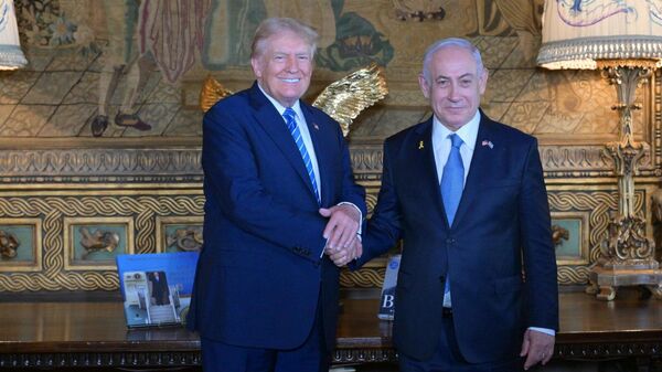 Donald Trump y Benjamin Netanyahu durante su reunión en EEUU - Sputnik Mundo