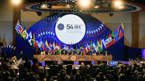 Vista general durante la 54ª Sesión Ordinaria de la Asamblea General de la OEA, fundada en EEUU (Imagen referencial) - Sputnik Mundo