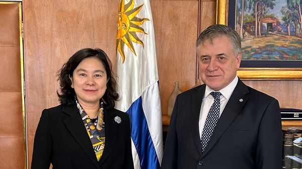  El canciller uruguayo, Omar Paganini en reunión con la viceministra de Relaciones Exteriores de China, Hua Chunying - Sputnik Mundo