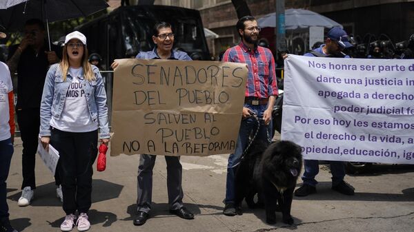 La protesta en el Senado de la República (Cámara Alta) han ocurrido a raíz de la iniciativa de reforma del Poder Judicial de México. - Sputnik Mundo