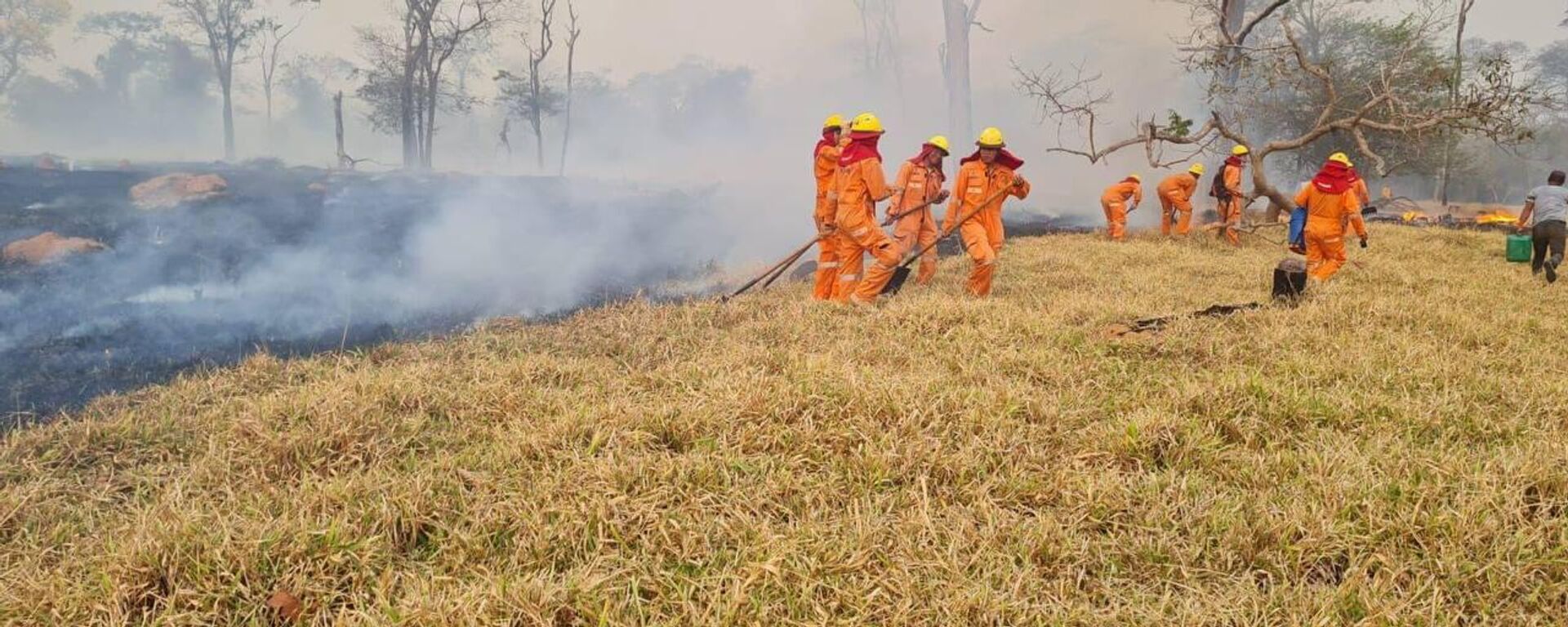 Bomberos bolivianos trabajan en las labores para apagar el fuego en los departamentos de Santa Cruz, Beni y Pando - Sputnik Mundo, 1920, 09.09.2024