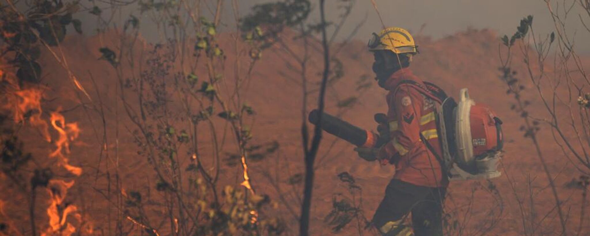 Un bombero apagando un incendio en el Parque Nacional de Brasilia - Sputnik Mundo, 1920, 03.10.2024