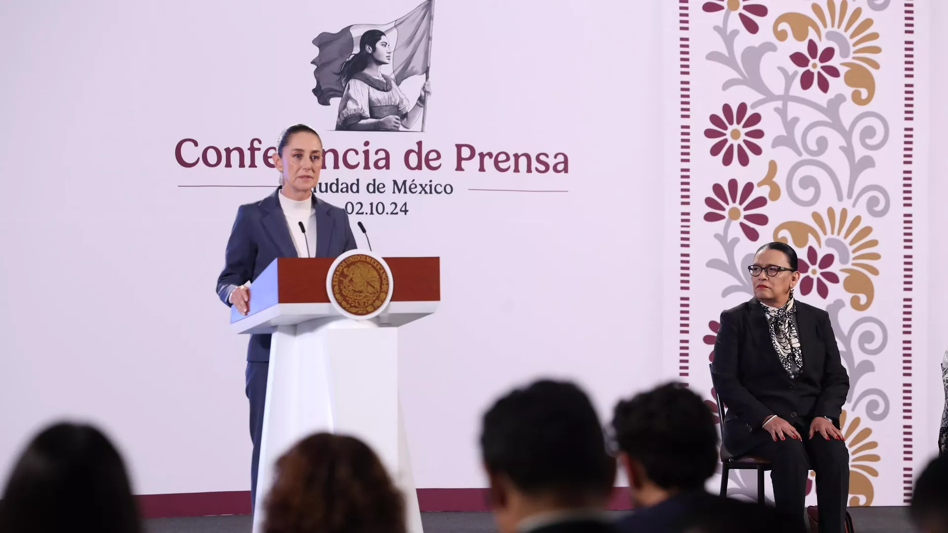 La presidenta de México, Claudia Sheinbaum Pardo, en su primera conferencia de prensa ese 2 de octubre. Foto: Especial - Sputnik Mundo, 1920, 07.10.2024