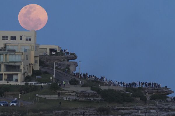 La salida de la Luna en la playa Bondi, en la ciudad australiana de Sídney. - Sputnik Mundo