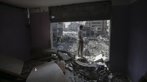 (Archivo) Estragos en la Franja de Gaza por bombardeos israelíes - Sputnik Mundo