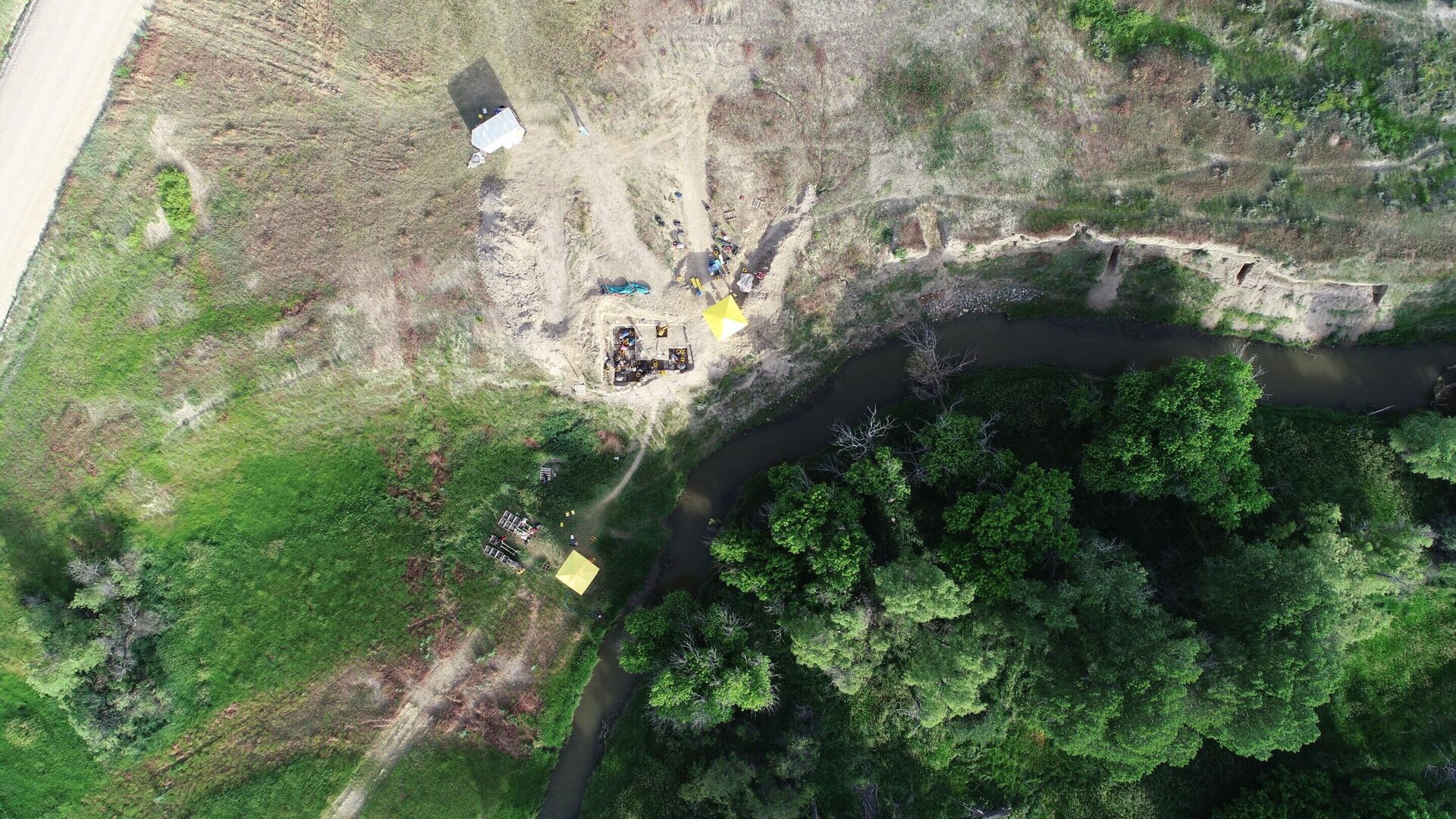 Vista aérea del yacimiento arqueológico de LaPrele, cerca de Douglas Vista aérea del yacimiento arqueológico de LaPrele, cerca de Douglas - Sputnik Mundo, 1920, 05.12.2024