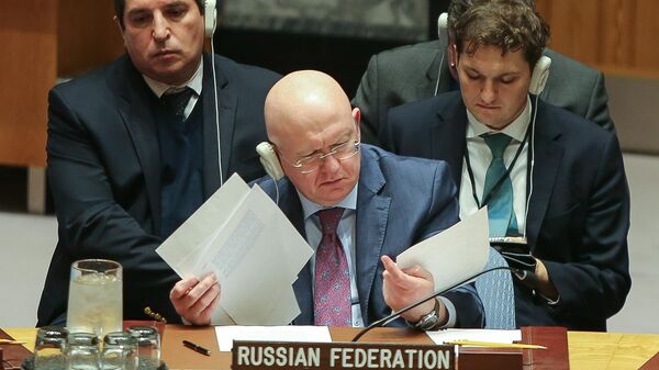 El representante permanente ruso ante la ONU, Vasili Nebenzia El representante permanente ruso ante la ONU, Vasili Nebenzia - Sputnik Mundo