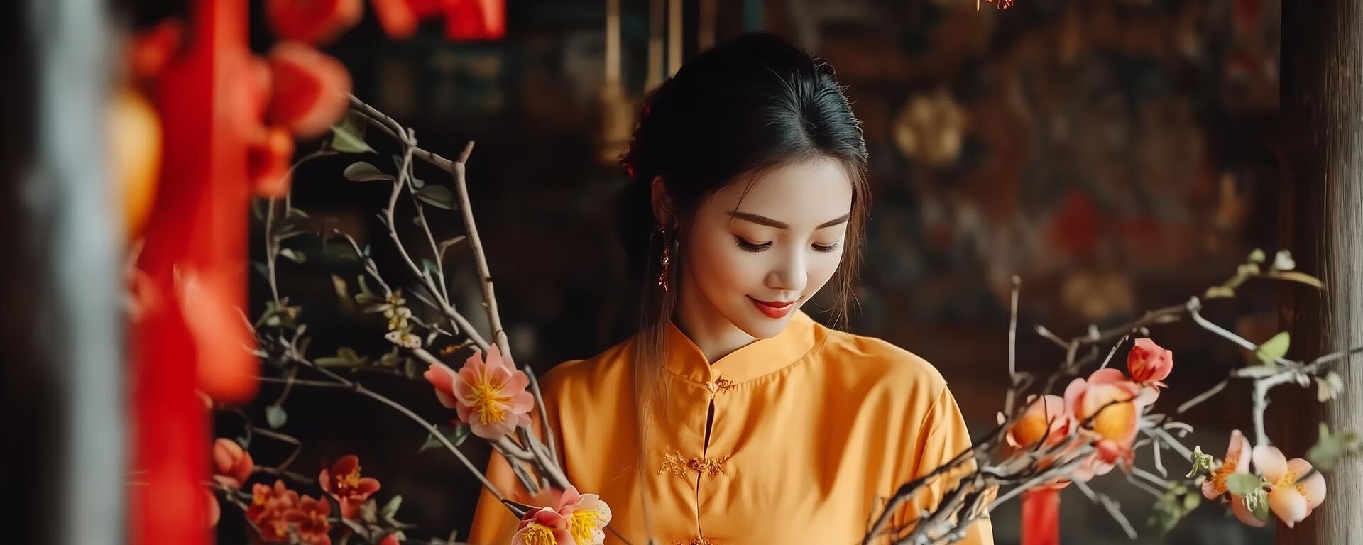 En Vietnam para Año Nuevo se utilizan ramas de melocotonero en flor en lugar de árboles de Navidad. - Sputnik Mundo, 1920, 07.12.2024