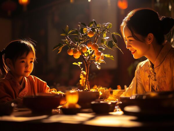 En China, el árbol de quinoto se utiliza en Año Nuevo porque simboliza la riqueza y la felicidad. En chino quinoto significa oro de la felicidad y sus hojas verdes se asocian a la prosperidad. Esta fruta decora tradicionalmente los hogares para crear un ambiente festivo y se considera un signo de prosperidad y unión familiar. Los quinotos también se utilizan en postres, simbolizando la llegada del nuevo año y de la primavera. - Sputnik Mundo