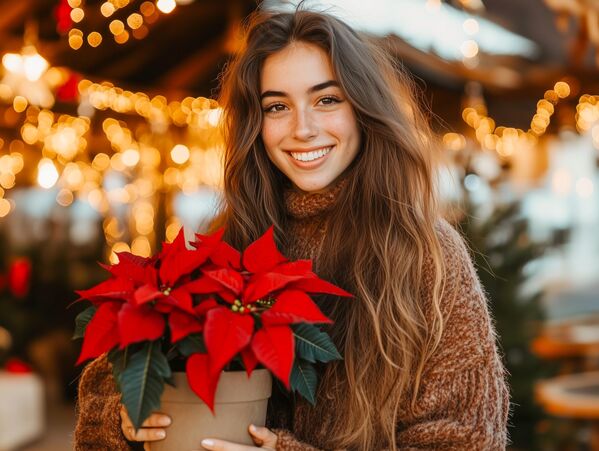 En Estados Unidos, la flor de Pascua se utiliza en Nochevieja por sus hojas de colores brillantes que recuerdan a las estrellas de Navidad y crean un ambiente festivo. Esta planta florece en diciembre y se convirtió en un símbolo de la Navidad y el Año Nuevo, y suele regalarse o utilizarse como decoración para añadir brillo y alegría festiva. - Sputnik Mundo