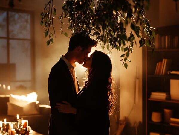 En el Reino Unido, el muérdago se usa en Nochevieja como una costumbre que pervive desde la época de los druidas, que la consideraban una planta sagrada. El muérdago se cuelga del techo, como símbolo de celebración y el afecto, conocida también como la rama del beso. - Sputnik Mundo