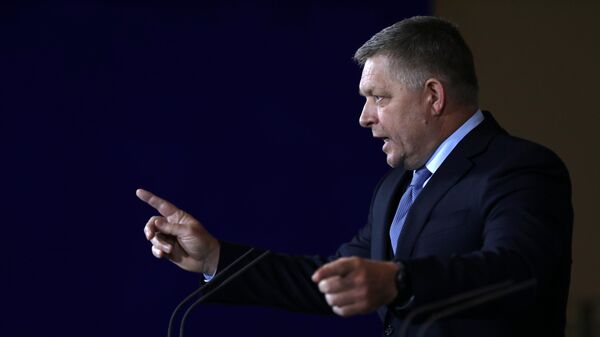 Robert Fico, primer ministro eslovaco, habla con los medios antes de las conversaciones con el canciller alemán, en la Cancillería el 24 de enero de 2024 en Berlín, Alemania  - Sputnik Mundo