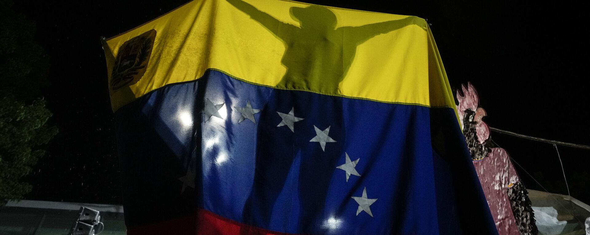 Un simpatizante del presidente Nicolás Maduro en julio de 2024 sostiene una bandera de Venezuela - Sputnik Mundo, 1920, 19.02.2025