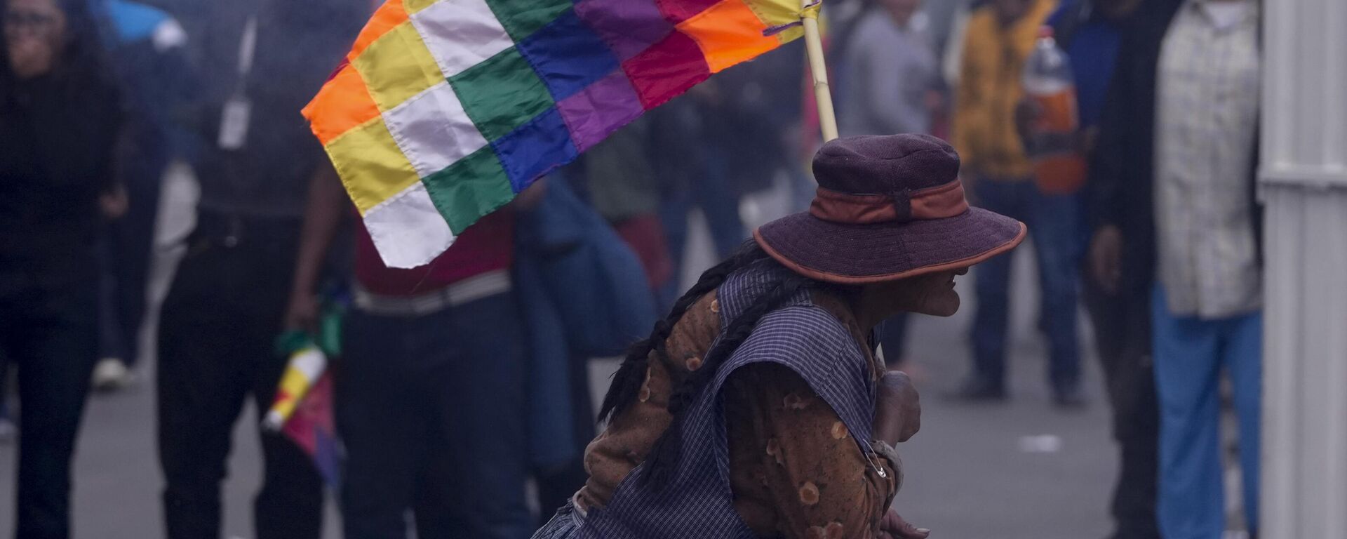Un partidario del ex presidente Evo Morales corre mientras la policía lanza gases lacrimógenos durante una protesta antigubernamental en La Paz, Bolivia, el 13 de enero de 2025. - Sputnik Mundo, 1920, 17.01.2025