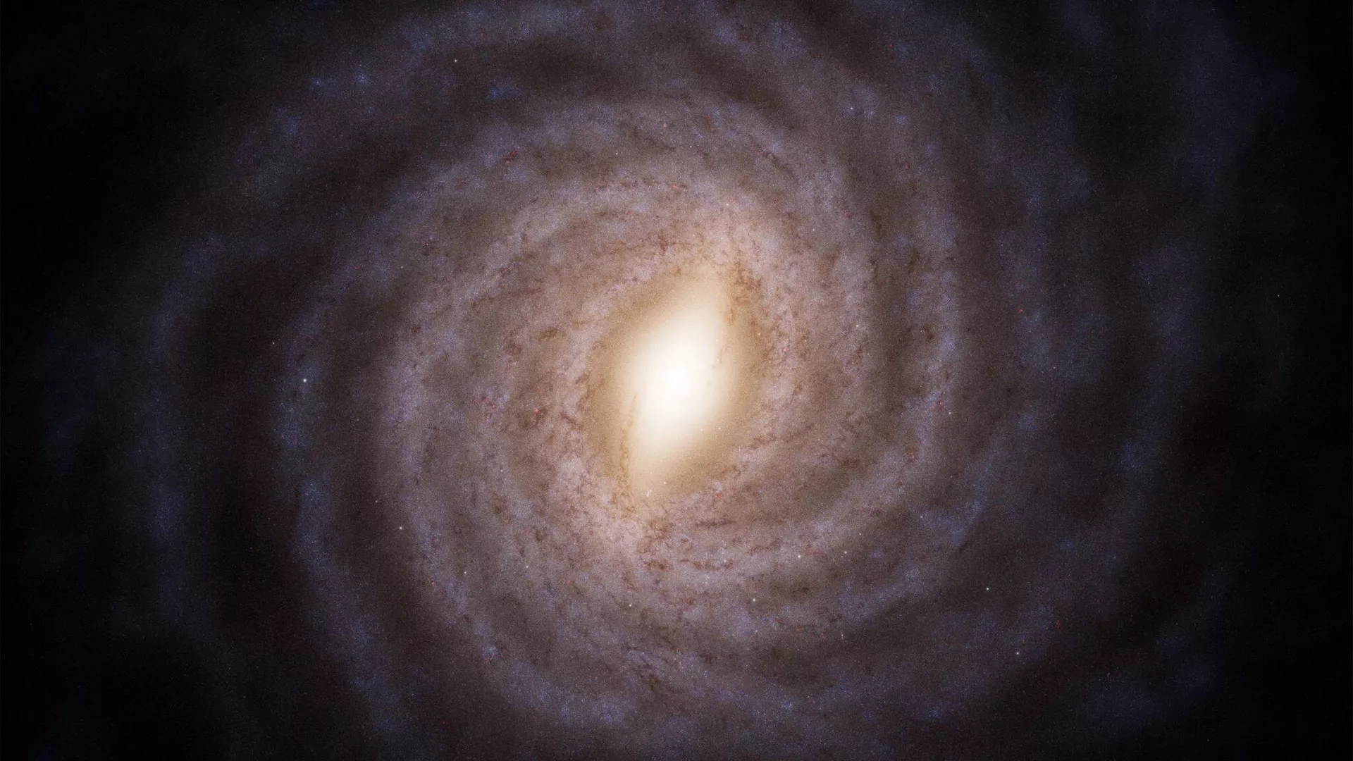 Una nueva impresión artística de la Vía Láctea, basada en datos del telescopio espacial Gaia de la ESA.