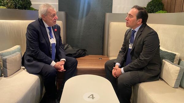 El ministro de Exteriores de Chile, Alberto van Klaveren, con su homólogo español, José Manuel Albares, el 22 de enero de 2025 - Sputnik Mundo