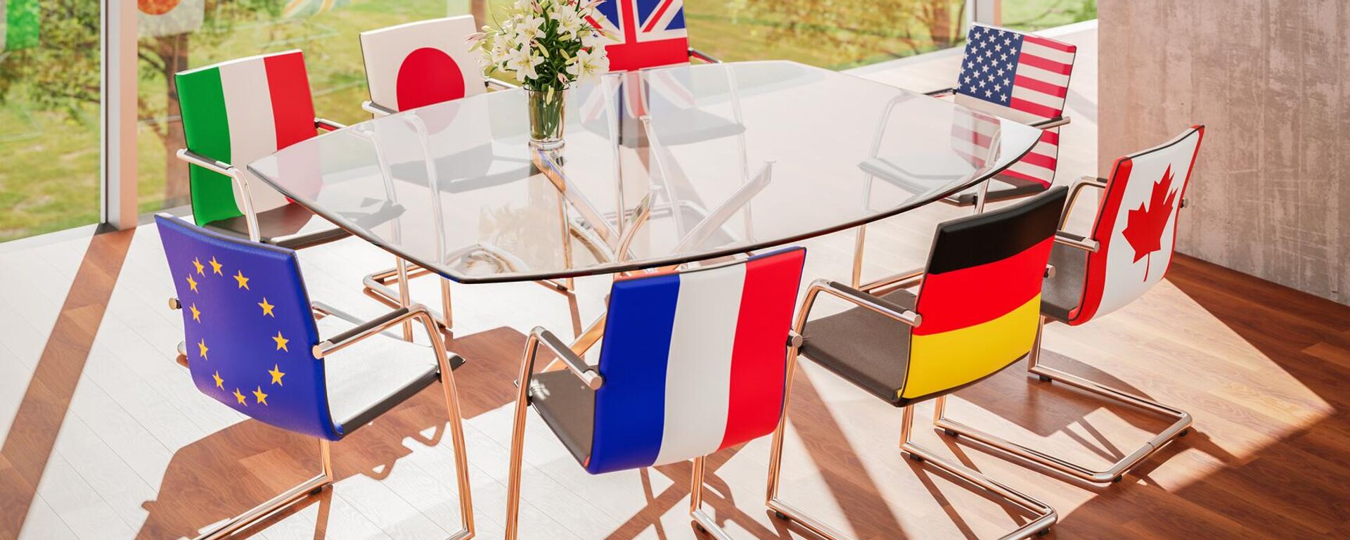 Las banderas de los países miembros del G7 (referencial) - Sputnik Mundo, 1920, 14.02.2025