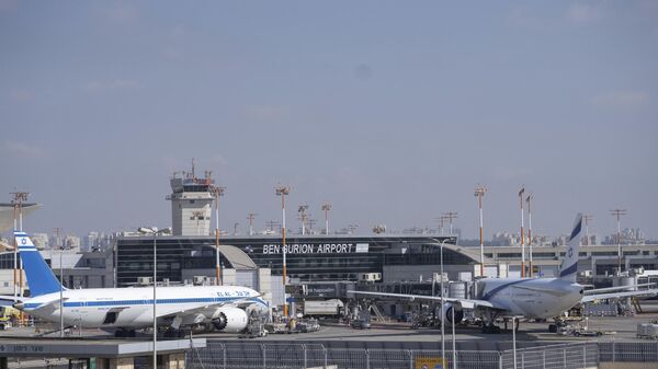 Dos aviones aparcados en el aeropuerto internacional Ben Gurion, cerca de Tel Aviv (Israel), el 2 de septiembre de 2024. 
 - Sputnik Mundo