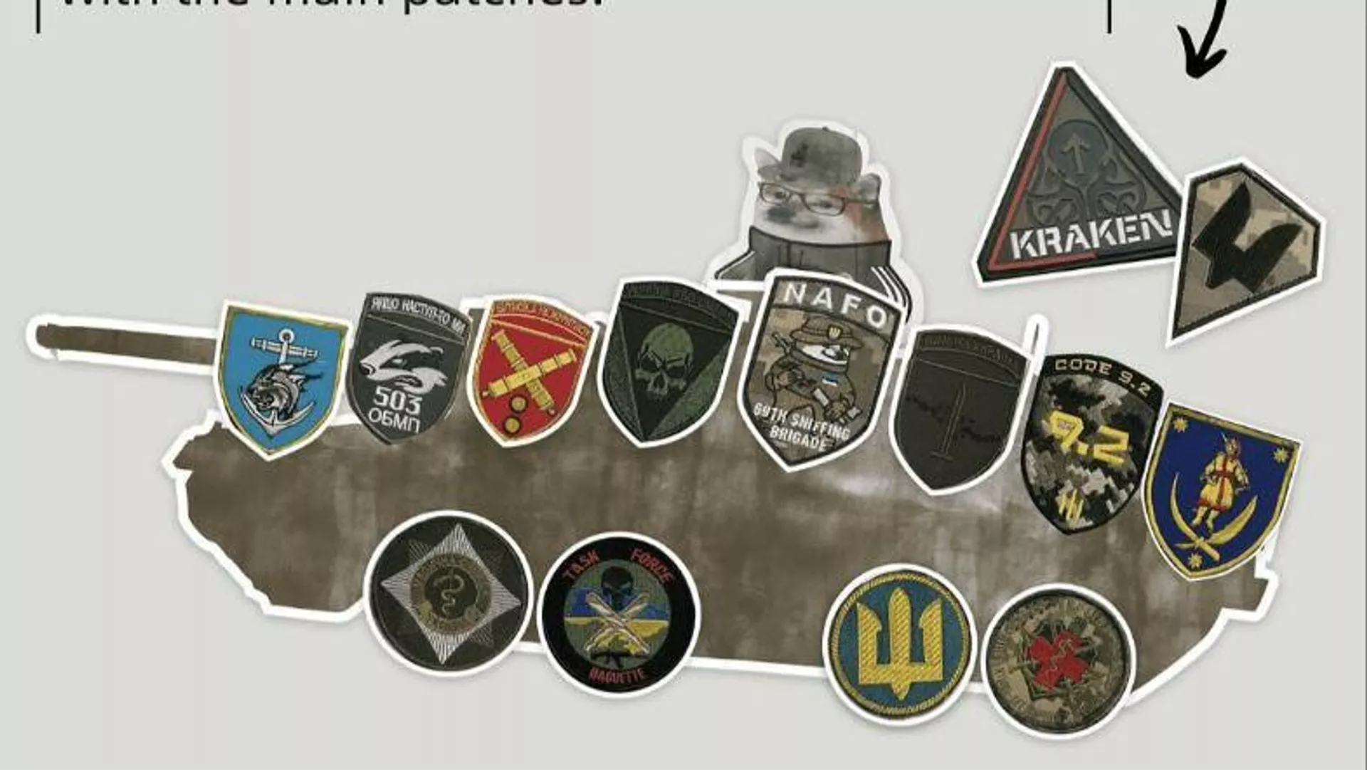 Parches de la organización NAFO 69th Sniffing Brigade (captura de pantalla de las redes sociales)