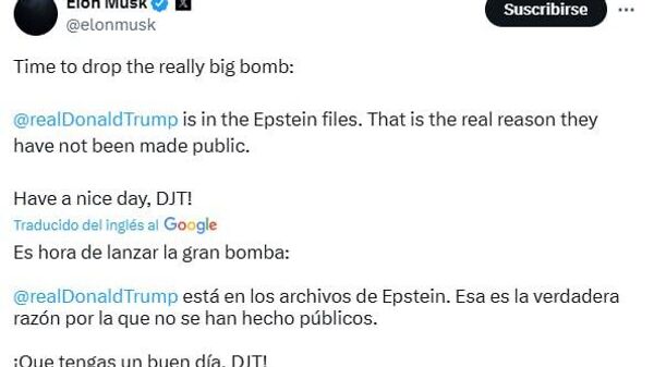 Musk dice que Trump figura en los polémicos archivos Epstein - Sputnik Mundo
