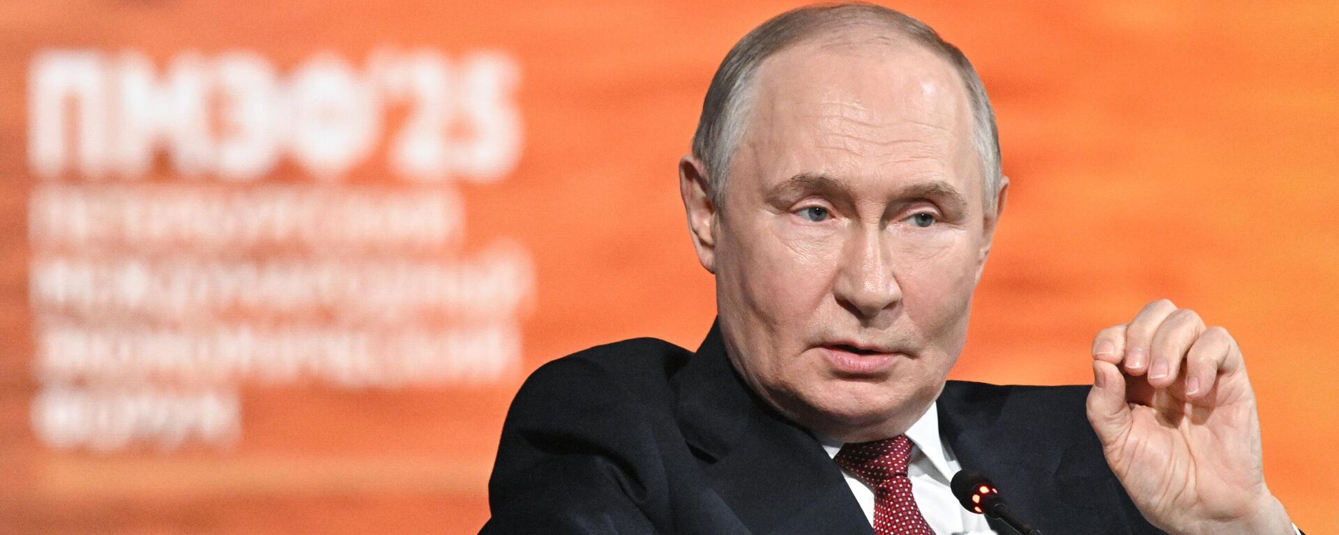 Vladímir Putin, presidente de Rusia, interviene en la sesión plenaria del Foro Económico Internacional de San Petersburgo, el 20 de junio de 2025  - Sputnik Mundo, 1920, 20.06.2025