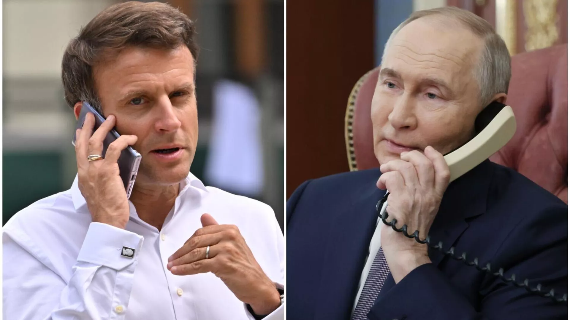 El presidente francés, Emmanuel Macron, y el presidente ruso, Vladímir Putin  - Sputnik Mundo, 1920, 01.07.2025
