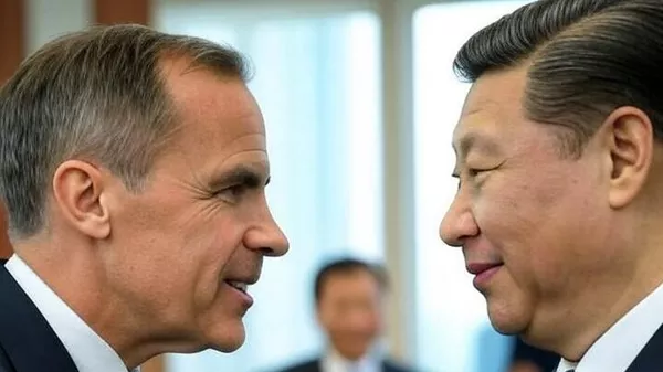 Mark Carney, primer ministro de Canadá, y Xi Jinping, presidente de China - Sputnik Mundo