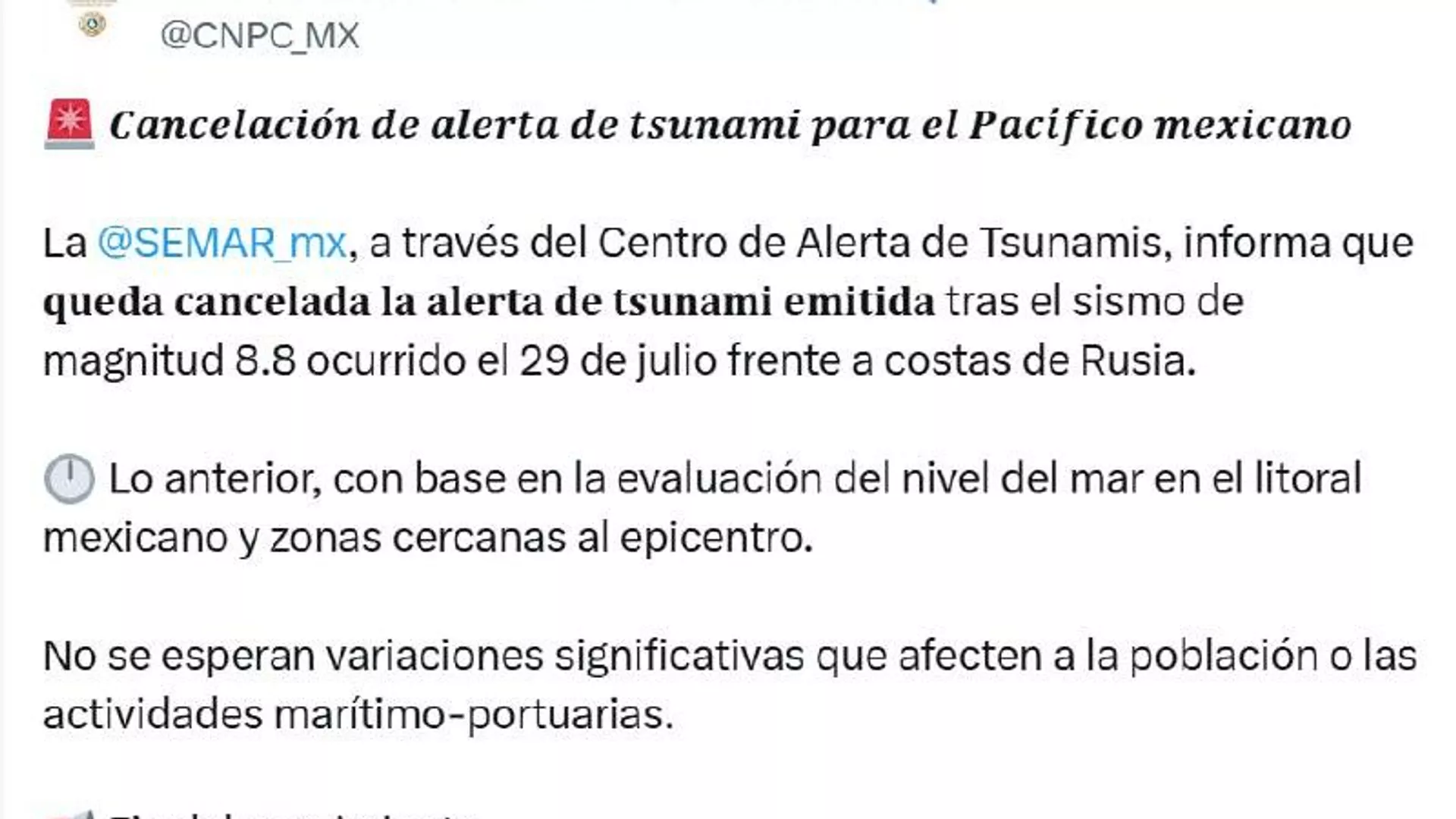 México desactiva alerta de tsunami tras terremoto en Kamchatka - Sputnik Mundo, 1920, 30.07.2025
