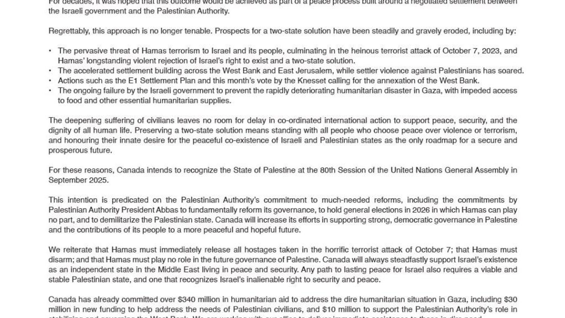 Canadá pretende reconocer próximamente a Palestina como Estado Canadá pretende reconocer próximamente a Palestina como Estado - Sputnik Mundo, 1920, 30.07.2025